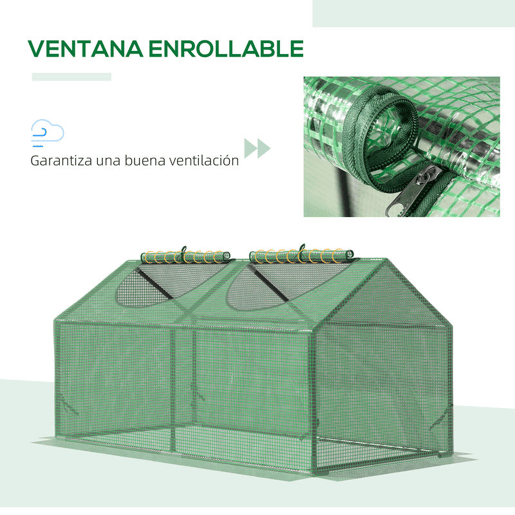 Outsunny Estufa 119x60x60cm Estufa de Jardim com 2 Janelas Enroláveis para Cultivo de Plantas Verduras Flores Verde Translúcido
