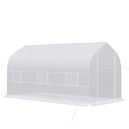 Outsunny Estufa Tipo Túnel 400x200x200cm Estufa de Jardim com 6 Janelas Transpiráveis e Portas Enrolável com Zíper para Cultivo de Plantas e Verduras Branco