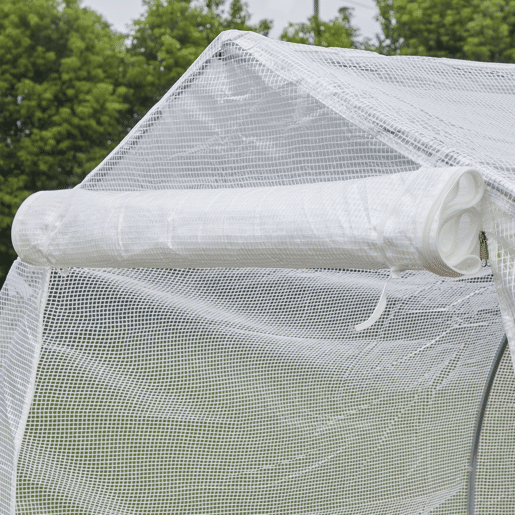 Outsunny Estufa Tipo Túnel 400x200x200cm Estufa de Jardim com 6 Janelas Transpiráveis e Portas Enrolável com Zíper para Cultivo de Plantas e Verduras Branco
