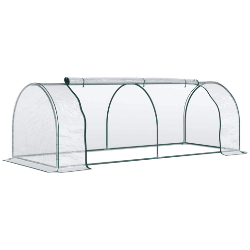 Outsunny Estufa 250x100x80cm para Jardim Terraço Cultivo de Plantas Estufa com Estrutura de Aço Cobertura PVC Transparente