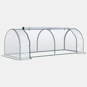 Outsunny Estufa 250x100x80cm para Jardim Terraço Cultivo de Plantas Estufa com Estrutura de Aço Cobertura PVC Transparente