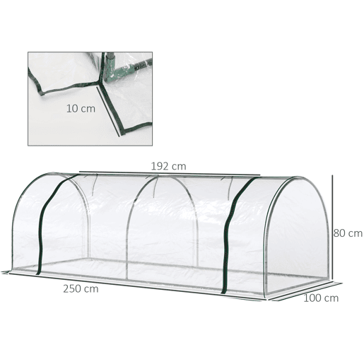 Outsunny Estufa 250x100x80cm para Jardim Terraço Cultivo de Plantas Estufa com Estrutura de Aço Cobertura PVC Transparente