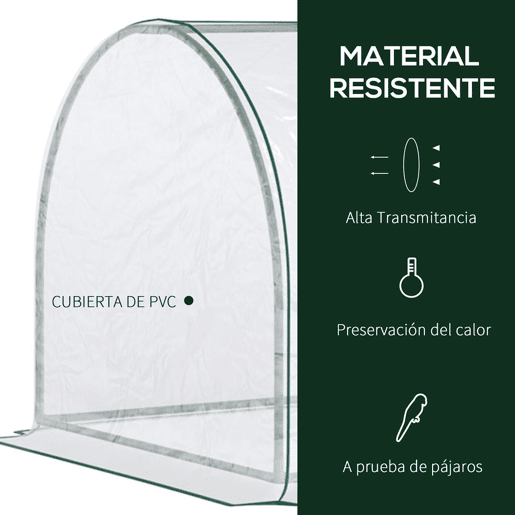 Outsunny Estufa 250x100x80cm para Jardim Terraço Cultivo de Plantas Estufa com Estrutura de Aço Cobertura PVC Transparente