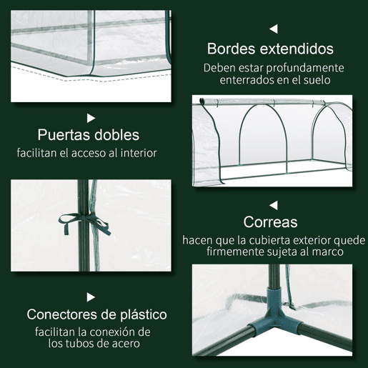 Outsunny Estufa 250x100x80cm para Jardim Terraço Cultivo de Plantas Estufa com Estrutura de Aço Cobertura PVC Transparente