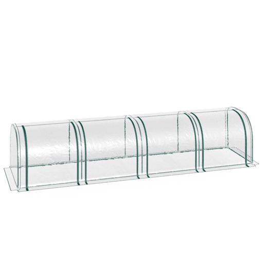 Outsunny Estufa 395x100x80 cm para Jardim Varanda Estufa Pequena para Cultivo de Plantas com 4 Janelas Estrutura de Aço e PVC Transparente e Verde