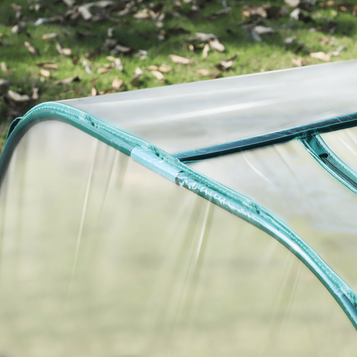 Outsunny Estufa 395x100x80 cm para Jardim Varanda Estufa Pequena para Cultivo de Plantas com 4 Janelas Estrutura de Aço e PVC Transparente e Verde