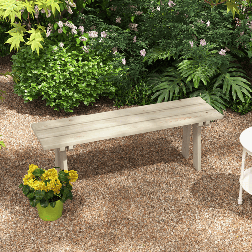 Outsunny Banco de Madeira Banco de Jardim de 2 Lugares Capacidade 220 kg Banco de Exterior para Pátio Terraço Piscina 130x38x45 cm Natural