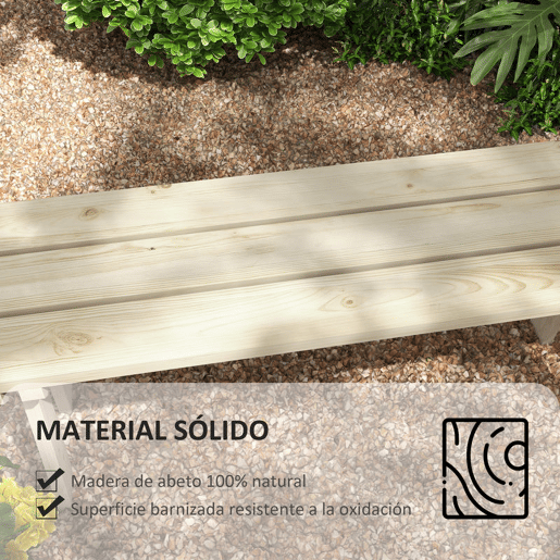 Outsunny Banco de Madeira Banco de Jardim de 2 Lugares Capacidade 220 kg Banco de Exterior para Pátio Terraço Piscina 130x38x45 cm Natural