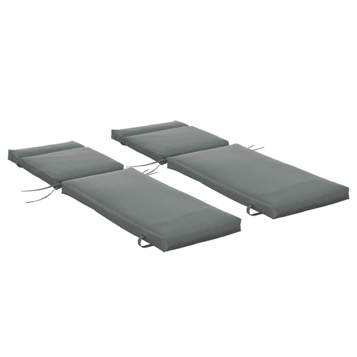 Outsunny Conjunto de 2 Almofadas para Espreguiçadeira 196x55x8 cm Almofada para Espreguiçadeira Acolchoada para Jardim Terraço Pátio Cinza