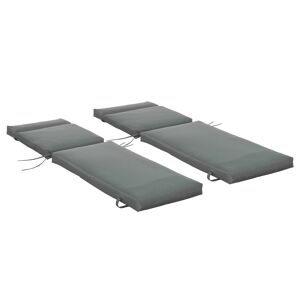 Outsunny Conjunto de 2 Almofadas para Espreguiçadeira 196x55x8 cm Almofada para Espreguiçadeira Acolchoada para Jardim Terraço Pátio Cinza