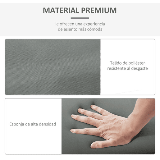 Outsunny Conjunto de 2 Almofadas para Espreguiçadeira 196x55x8 cm Almofada para Espreguiçadeira Acolchoada para Jardim Terraço Pátio Cinza