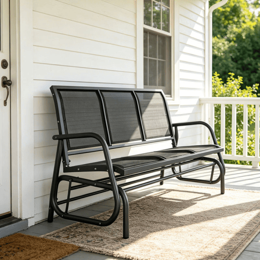 Outsunny Banco de Balanço para Jardim de 3 Lugares Banco de Baloiço para Exterior com Apoios de Braços Capacidade 300 kg para Terraço Varanda Pátio 151x75x85 cm Preto