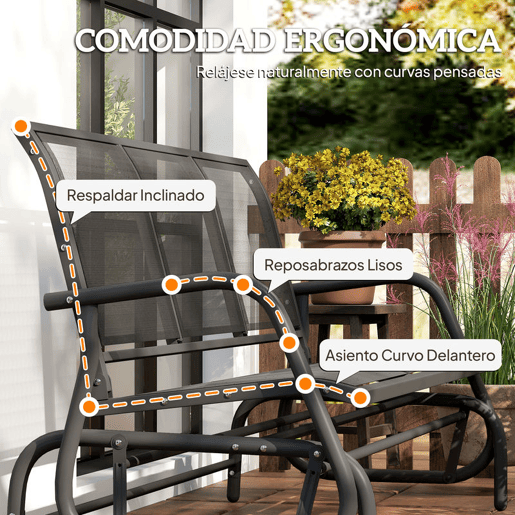 Outsunny Banco de Balanço para Jardim de 3 Lugares Banco de Baloiço para Exterior com Apoios de Braços Capacidade 300 kg para Terraço Varanda Pátio 151x75x85 cm Preto