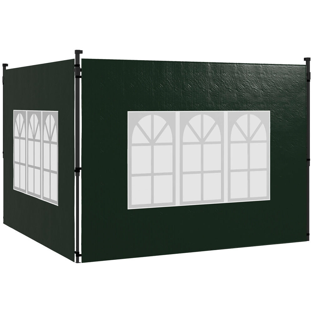 Outsunny paredes laterales para carpa 3x3 m y 3x6 m juego de 2 paredes para cenador con ventanas 293x193 cm verde oscuro