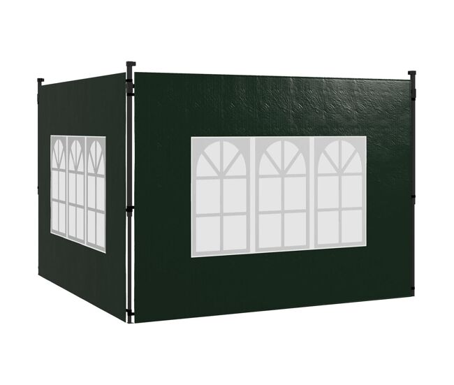 Outsunny paredes laterales para carpa 3x3 m y 3x6 m juego de 2 paredes para cenador con ventanas 293x193 cm verde oscuro