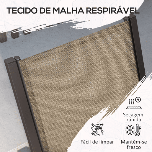 Outsunny Conjunto de Mesa e Cadeiras de Jardim, 7 Peças, Mobiliário de Exterior com 6 Cadeiras Empilháveis e Mesa com Tampo em Madeira Plástica e Estrutura em Aço, para Terraço ou Pátio, Bege e Castanho