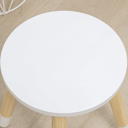 ZONEKIZ Toucador Infantil Toucador de Madeira Infantil com Banco Espelho e 2 Gavetas Brinquedo Educativo para Crianças de 3-6 Anos 60x40x95cm Branco