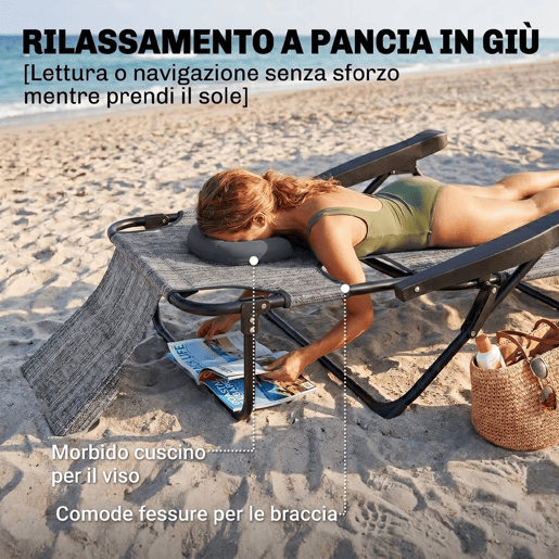 Outsunny Espreguiçadeira Dobrável para Jardim com Encosto Ajustável em 4 Posições, Orifício de Leitura, Apoio para Cabeça e Braços, Suporta 120 kg, para Terraço e Piscina, 145x72x89 cm, Cinzento