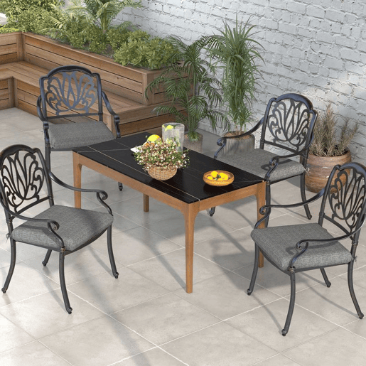 Outsunny Conjunto de Almofadas para Cadeiras 47x47x7 cm Conjunto de 4 Peças Almofadas para Cadeiras de Jardim Impermeáveis e com Proteção UV 50+ para Interior e Exterior Cinza