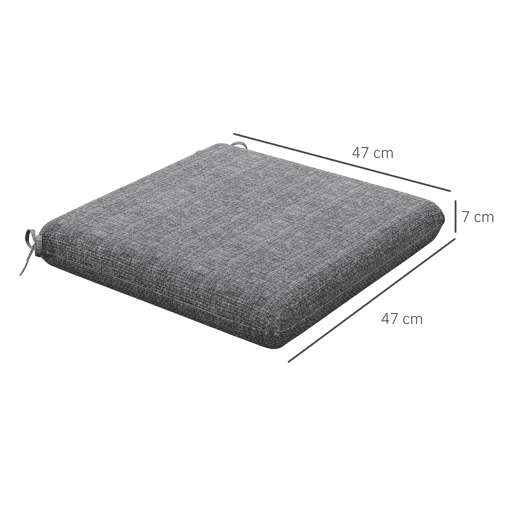 Outsunny Conjunto de Almofadas para Cadeiras 47x47x7 cm Conjunto de 4 Peças Almofadas para Cadeiras de Jardim Impermeáveis e com Proteção UV 50+ para Interior e Exterior Cinza