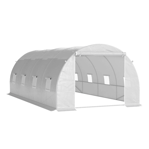 Outsunny Estufa de Túnel 6x3x2 m para Terraço com 8 Janelas, Porta com Fecho de Correr, Cobertura de Polietileno 140 gm² e Estrutura de Aço para Cultivo de Plantas e Legumes no Jardim - Branco Outsunny Estufa de Túnel 6x3x2 m para Terraço com 8 Janelas, Porta com Fecho de Correr, Cobertura de Polietileno 140 gm² e Estrutura de Aço para Cultivo de Plantas e Legumes no Jardim - Branco
