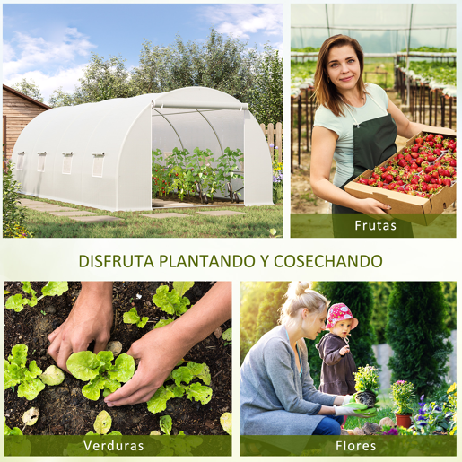 Outsunny Estufa de Túnel 6x3x2 m para Terraço com 8 Janelas, Porta com Fecho de Correr, Cobertura de Polietileno 140 gm² e Estrutura de Aço para Cultivo de Plantas e Legumes no Jardim - Branco Outsunny Estufa de Túnel 6x3x2 m para Terraço com 8 Janelas, Porta com Fecho de Correr, Cobertura de Polietileno 140 gm² e Estrutura de Aço para Cultivo de Plantas e Legumes no Jardim - Branco