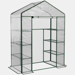 Outsunny Estufa de Jardim Estufa para Cultivo de Plantas com 8 Prateleiras Cobertura de PVC e Estrutura de Aço 143x73x195 cm Transparente e Verde