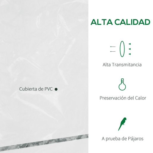 Outsunny Estufa de Jardim Estufa para Cultivo de Plantas com 8 Prateleiras Cobertura de PVC e Estrutura de Aço 143x73x195 cm Transparente e Verde
