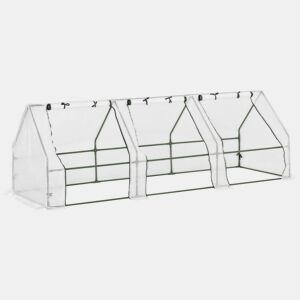 Outsunny Estufa de Jardim Terraço 270x90x90 cm Tipo Casa Tubo de Aço com 3 Janelas Estufa Pequena para Cultivo de Plantas Branco Translúcido