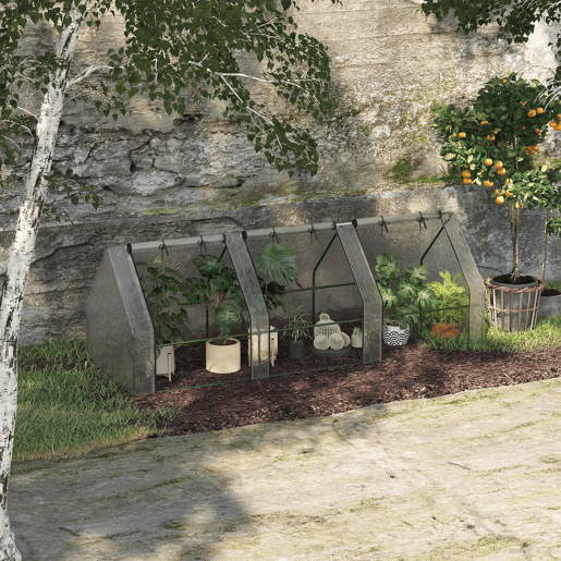 Outsunny Estufa de Jardim Terraço 270x90x90 cm Tipo Casa Tubo de Aço com 3 Janelas Estufa Pequena para Cultivo de Plantas Branco Translúcido