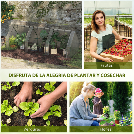 Outsunny Estufa de Jardim Terraço 270x90x90 cm Tipo Casa Tubo de Aço com 3 Janelas Estufa Pequena para Cultivo de Plantas Branco Translúcido