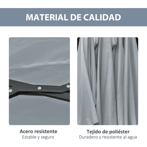 Outsunny Chapéu de Sol Duplo com 48 Luzes LED, 4,5x2,7 m, Guarda-sol para Exterior com Manivela Manual, Resistente à Água e Proteção Solar, Ideal para Jardim, Terraço, Pátio e Piscina, Cinzento Claro