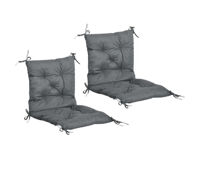 Outsunny conjunto de 2 cojines para silla 98x50x8 cm colchones de banco con respaldo 6 cordones de fijación para jardín terraza balcón gris oscuro