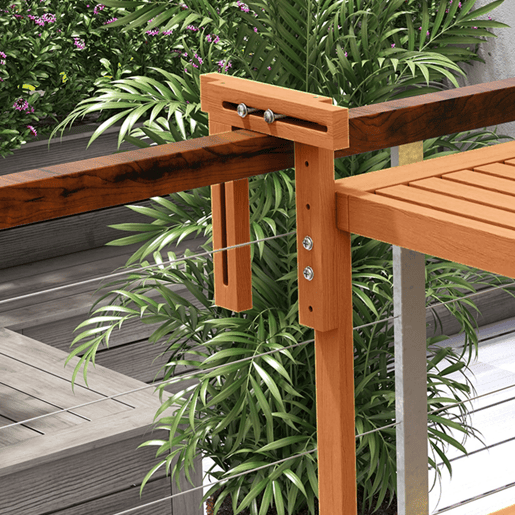 Outsunny Mesa Suspensa para Varanda Mesa de Varanda Dobrável em Madeira com Altura Ajustável em 4 Níveis Capacidade 20 kg para Terraço 68x65x40,5-55 cm Natural