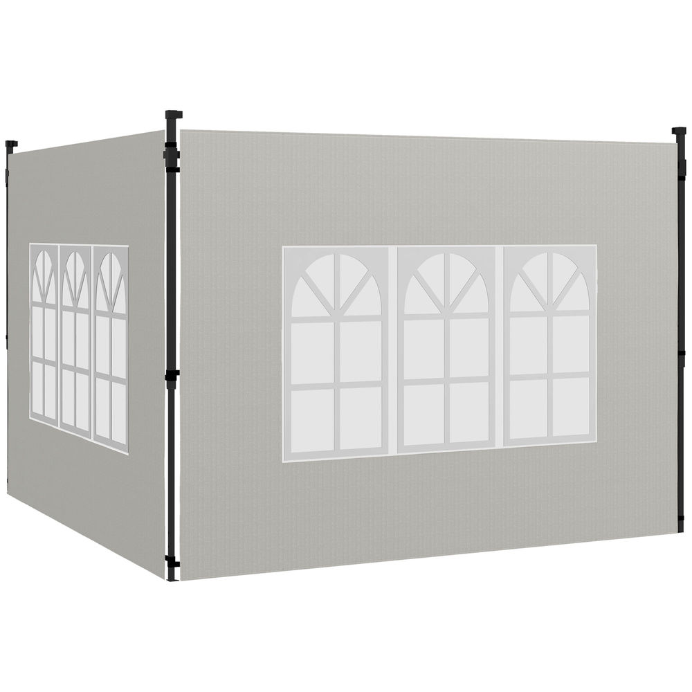 Outsunny paredes laterales para carpa 3x3 m y 3x6 m juego de 2 paredes para cenador con ventanas 293x193 cm blanco