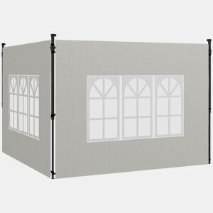 Outsunny Conjunto de 2 Paredes Laterais para Tendas de 3x3m e 3x6m Paredes Laterais para Tendas com Janelas Transparentes 293x193cm Branco