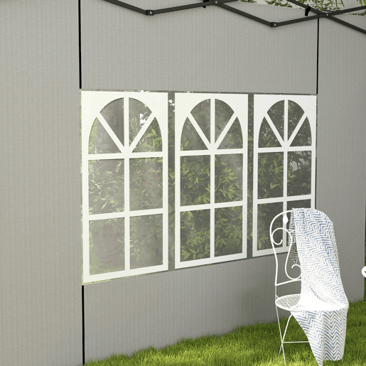 Outsunny Conjunto de 2 Paredes Laterais para Tendas de 3x3m e 3x6m Paredes Laterais para Tendas com Janelas Transparentes 293x193cm Branco