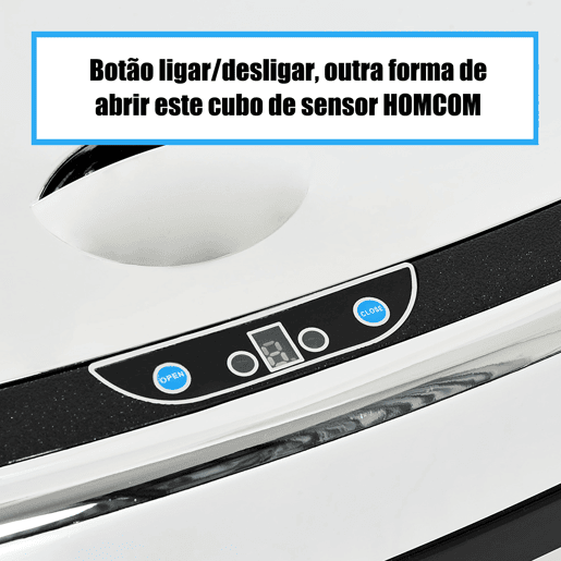 HOMCOM Balde de Lixo Inteligente de Aço Inoxidável 68L com Sensor Infravermelho de Abertura Automática e Contato Manual para Cozinha Dormitório Casa de banho 40,5x29,578cm Prata