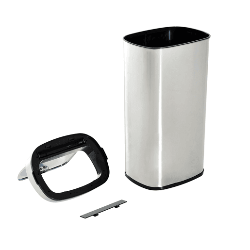 HOMCOM Balde de Lixo Inteligente de Aço Inoxidável 68L com Sensor Infravermelho de Abertura Automática e Contato Manual para Cozinha Dormitório Casa de banho 40,5x29,578cm Prata