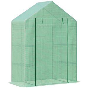 Outsunny Estufa de Jardim 140x70x190cm Estufa com 4 Prateleiras Porta Enrolável Cobertura de PE 140gm² e Estrutura de Aço para Cultivos de Plantas Flores Verde