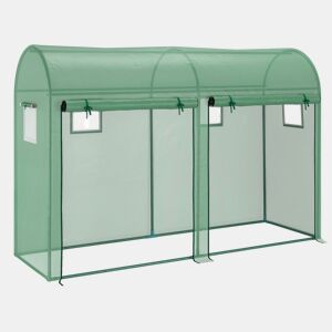 Outsunny Estufa Jardim Tipo Túnel com 4 janelas e 2 portas para Plantas de PE de aço 300x100x200 cm Verde
