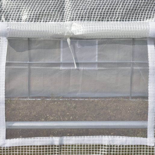 Outsunny Estufa Tipo Túnel de Jardim 6x3x2m com Porta Enrolável 12 Janelas Cobertura de PE 140gm² e Metal Galvanizado para Cultivos de Plantas Verduras Branco