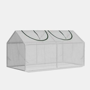 Outsunny Estufa 119x60x60cm Estufa de Jardim com 2 Janelas Enroláveis para Cultivo de Plantas Verduras Flores Branco Translúcido