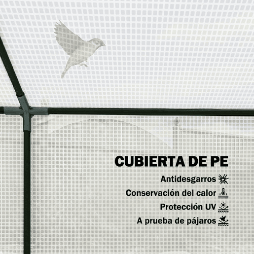 Outsunny Estufa 119x60x60cm Estufa de Jardim com 2 Janelas Enroláveis para Cultivo de Plantas Verduras Flores Branco Translúcido