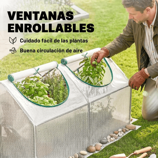 Outsunny Estufa 119x60x60cm Estufa de Jardim com 2 Janelas Enroláveis para Cultivo de Plantas Verduras Flores Branco Translúcido