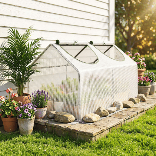 Outsunny Estufa 119x60x60cm Estufa de Jardim com 2 Janelas Enroláveis para Cultivo de Plantas Verduras Flores Branco Translúcido