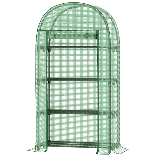 Outsunny Estufa de Jardim com 4 Prateleiras Metálicas Porta Enrolável e Cobertura de PE Estufa de Varanda para Cultivo de Plantas Flores 80x49x160cm Verde