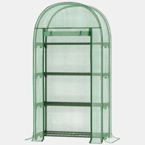 Outsunny Estufa de Jardim com 4 Prateleiras Metálicas Porta Enrolável e Cobertura de PE Estufa de Varanda para Cultivo de Plantas Flores 80x49x160cm Verde