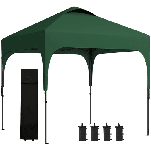 Outsunny Tenda Dobrável 2,5x2,5x2,68cm Tenda de Jardim com Proteção UV 50+ Altura Ajustável com 4 Sacos de Areia e Bolsa de Transporte para Acampamento Festas Pátio Verde Escuro Outsunny Tenda Dobrável 2,5x2,5x2,68cm Tenda de Jardim com Proteção UV 50+ Altura Ajustável com 4 Sacos de Areia e Bolsa de Transporte para Acampamento Festas Pátio Verde Escuro
