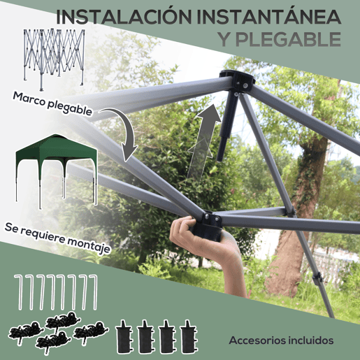 Outsunny Tenda Dobrável 2,5x2,5x2,68cm Tenda de Jardim com Proteção UV 50+ Altura Ajustável com 4 Sacos de Areia e Bolsa de Transporte para Acampamento Festas Pátio Verde Escuro Outsunny Tenda Dobrável 2,5x2,5x2,68cm Tenda de Jardim com Proteção UV 50+ Altura Ajustável com 4 Sacos de Areia e Bolsa de Transporte para Acampamento Festas Pátio Verde Escuro